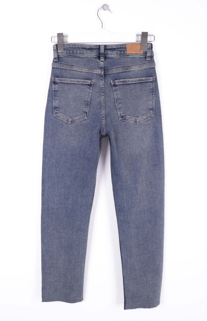 XLJ Fringe Ending High Waisted Mom Fit Jean with Rhinestones Mixed - Washington