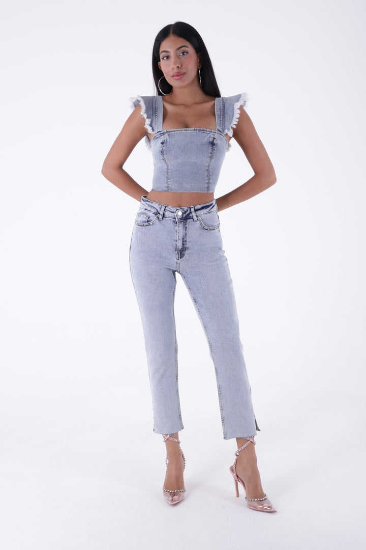 XLJ Mom Jean with Side Slits Mixed - Poti