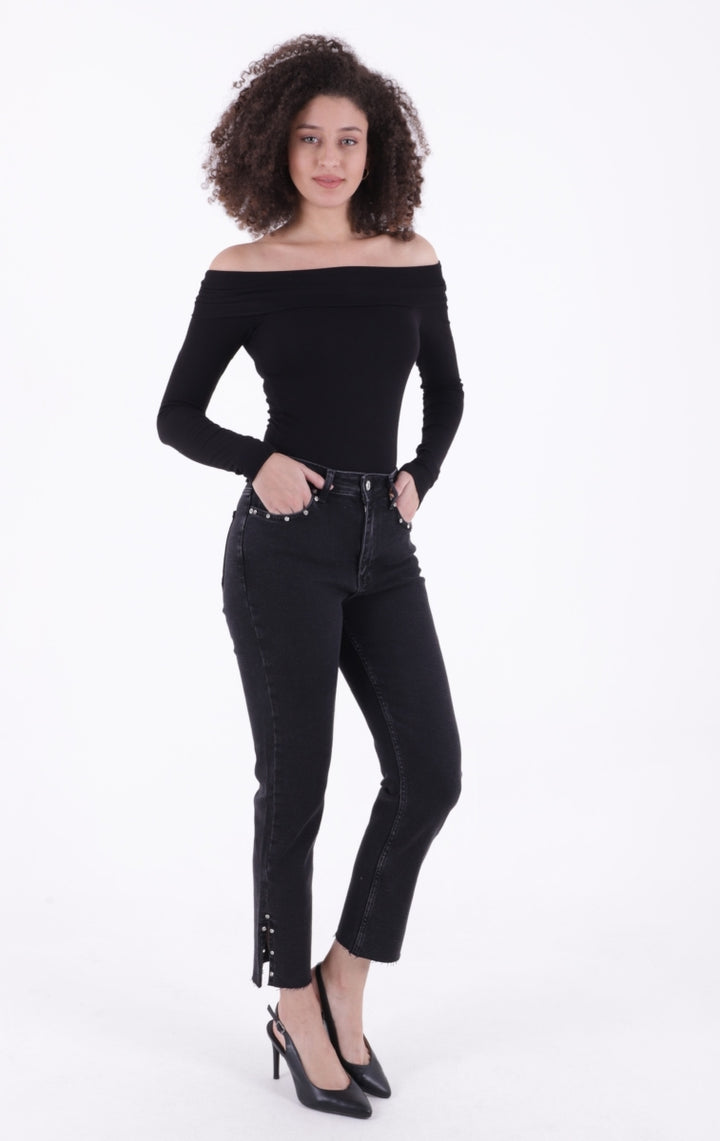 XLJ Mom Jean with Side Slits Mixed - Charleroi