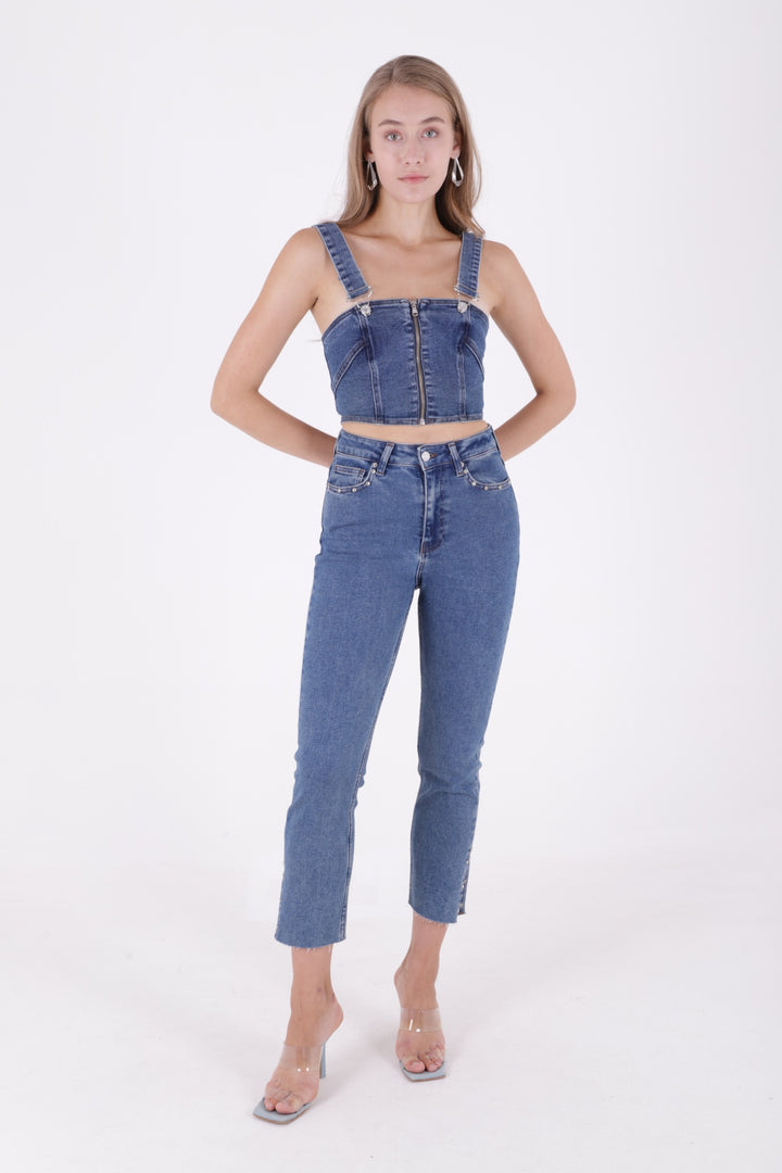 XLJ Mom Jean with Side Slits Mixed - Bisceglie