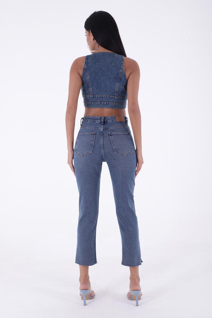 XLJ Mom Jean with Side Slits Mixed - Spring