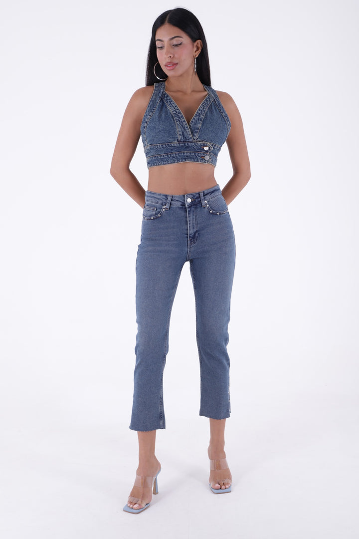 XLJ Mom Jean with Side Slits Mixed - Spring