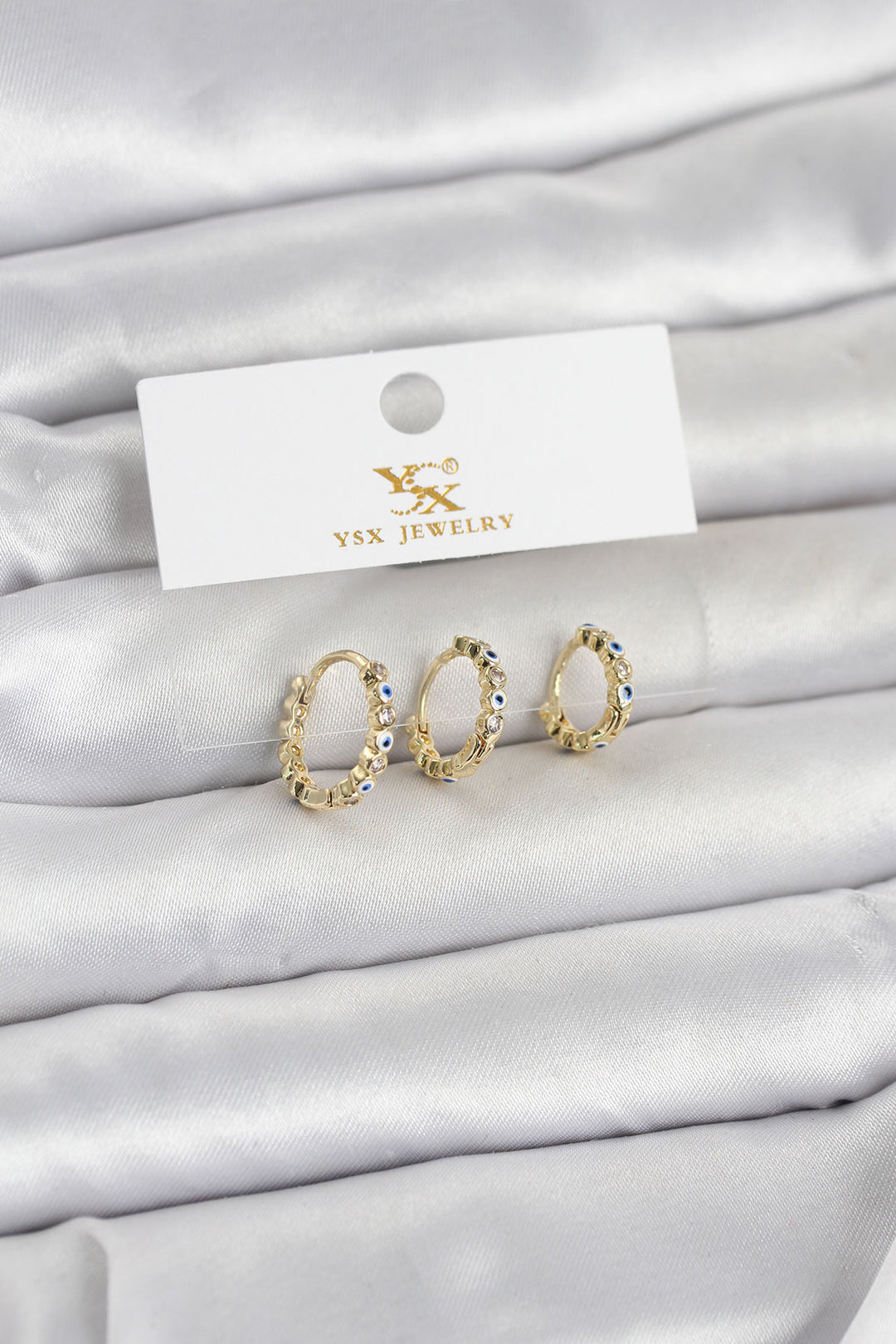 EBJ Pirinç Gold Renk Nazarlı Model 3'lü Kadın Küpe - Ixtaczoquitlán