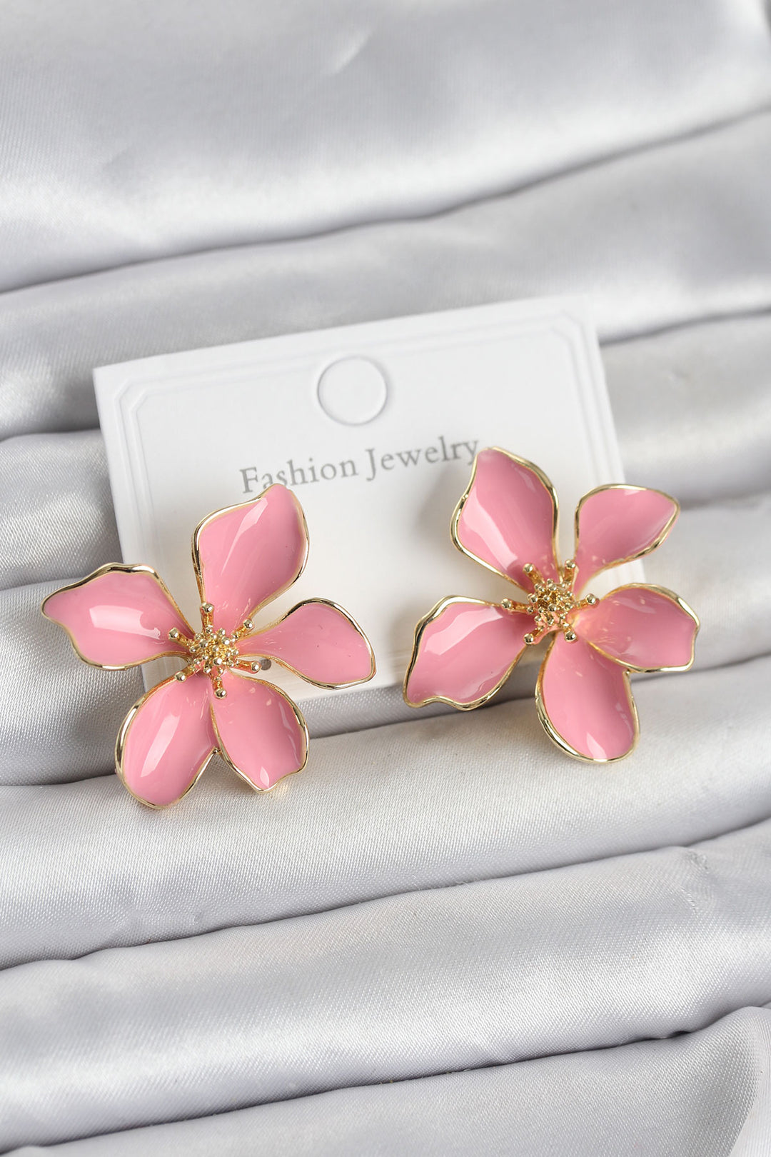 EBJ Pembe Mineli Çiçek Model Pirinç Kadın Küpe - Hillsboro