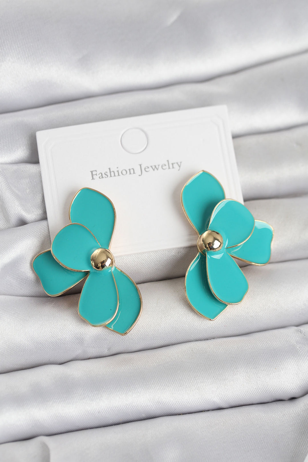 EBJ Turkuaz Mineli Lotus Model Pirinç Kadın Küpe - Corigliano Calabro