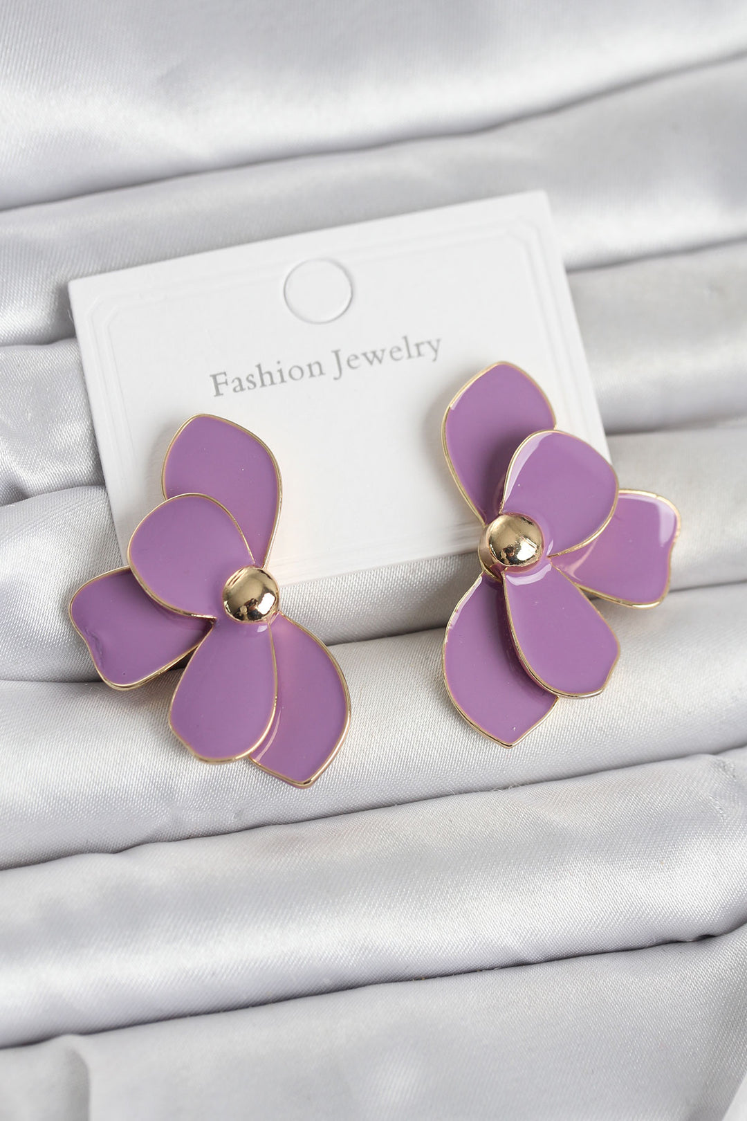 EBJ Mor Mineli Lotus Model Pirinç Kadın Küpe - Miramar