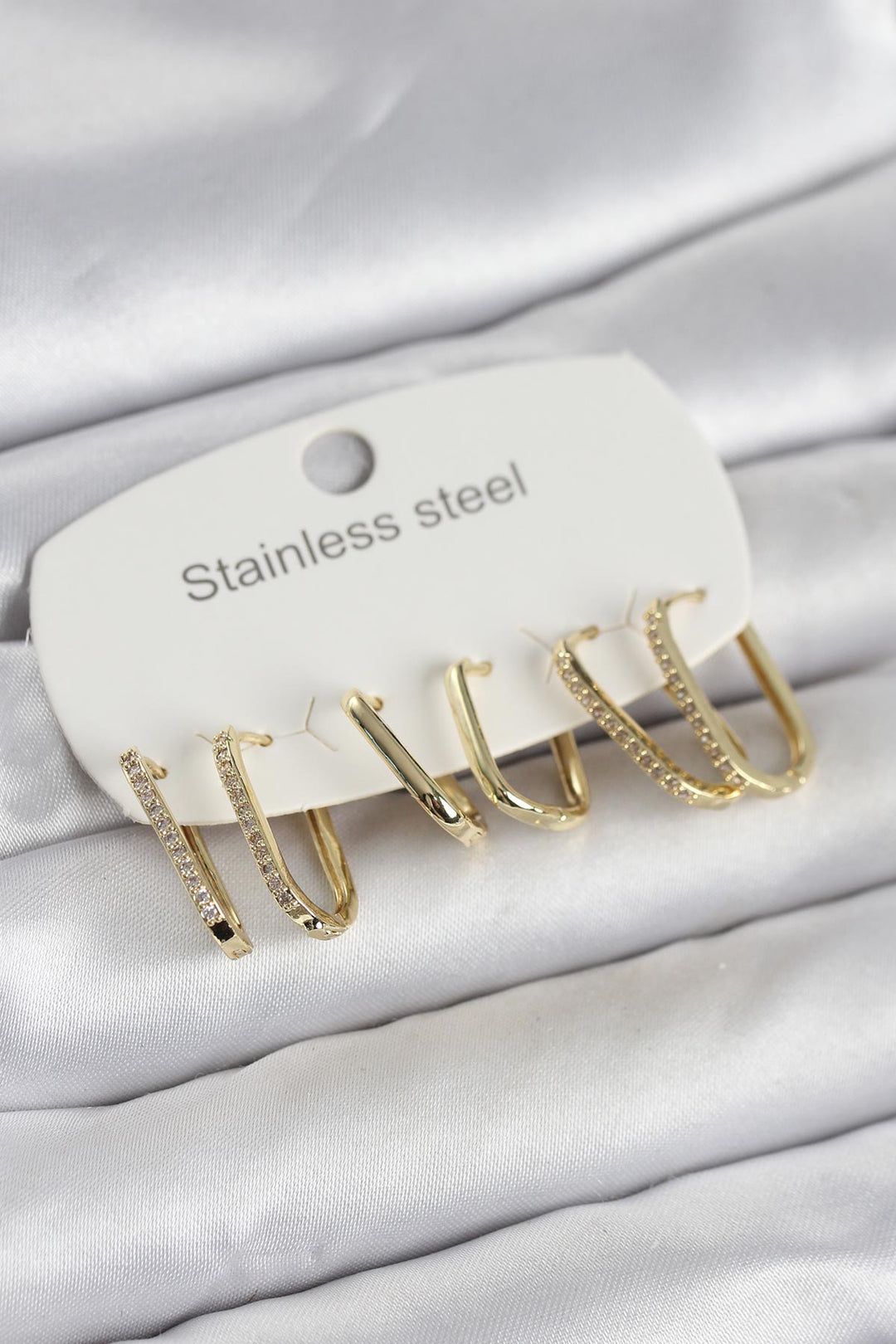 EBJ 316L Çelik Gold Renk 6'lı Set Geometrik Model Kadın Küpe - Dinslaken