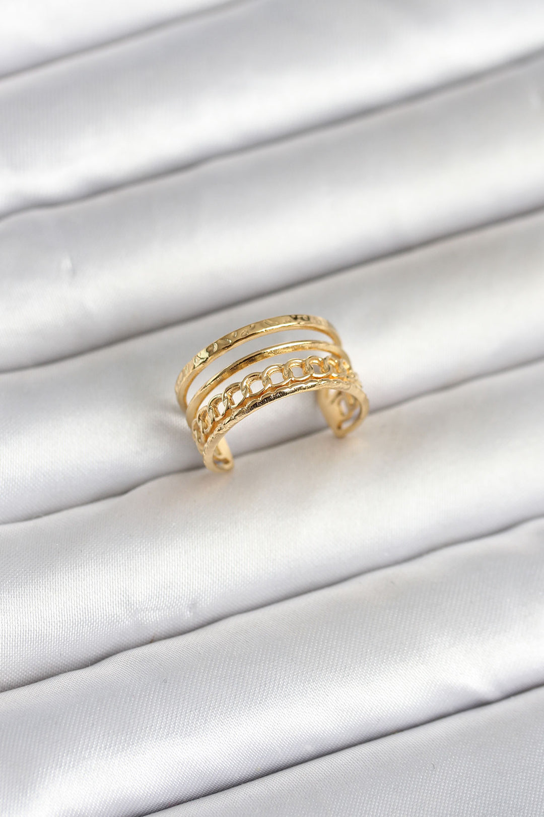 EBJ 316L Çelik Gold Renk Zincirli Vintage Model Kadın Yüzük - Matehuala
