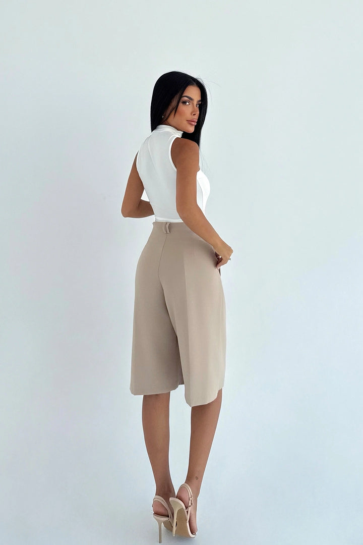 EYY Women Beige Basic Mini Shorts - Salisbury