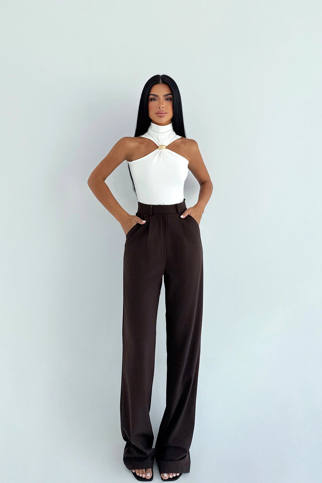 EYY Women Kahverengi Yüksek Bel Pantolon - Montpellier