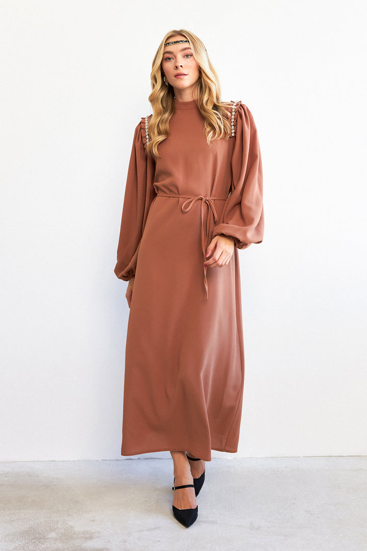 ZRF Women Nova Shoulder Detailed Dress - Camel - Bellevue