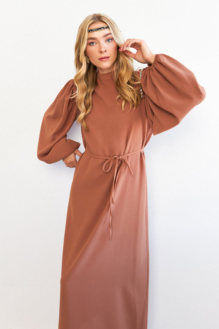 ZRF Women Nova Shoulder Detailed Dress - Camel - Bellevue