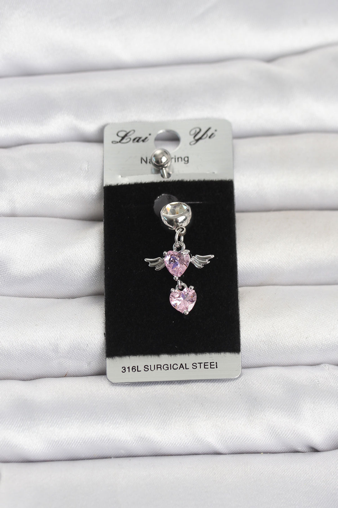 EBJ 316L Cerrahi Çelik Pembe Zirkon Taşlı Kanat Model Göbek Piercing - Gresham