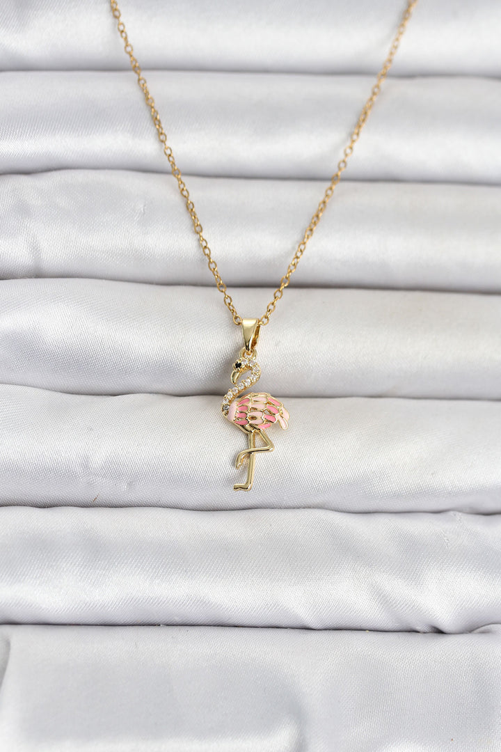 EBJ 316L Çelik Zincir Gold Renk Flamingo Model Kadın Kolye - San José del Cabo