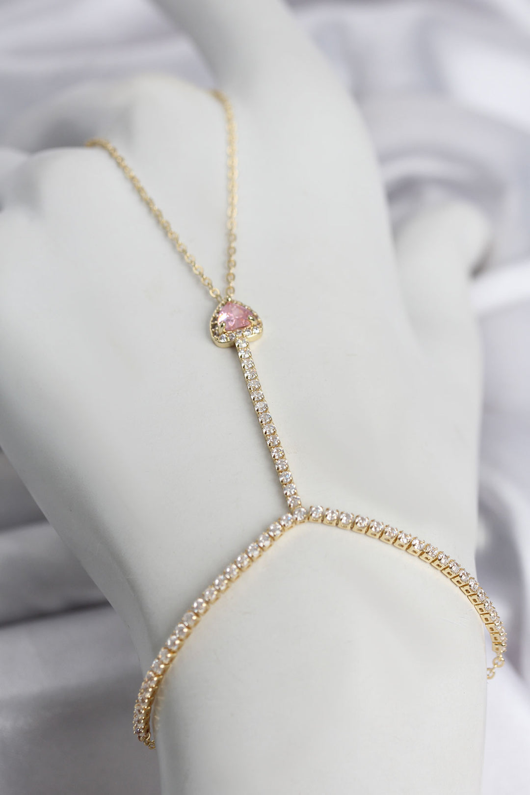 EBJ Gold Renk Pirinç Zirkon Taşlı Pembe Kalp Model Şahmeran - Pachuca