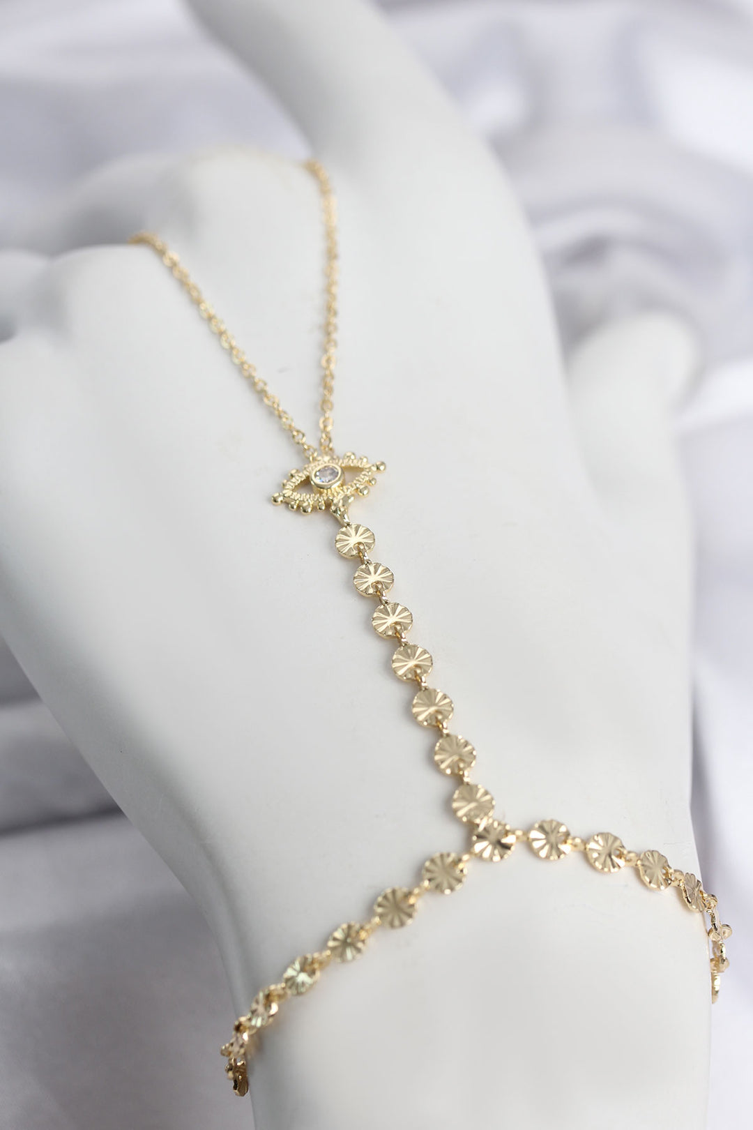 EBJ Gold Renk Pirinç Zirkon Taşlı Göz Model Şahmeran - West Des Moines