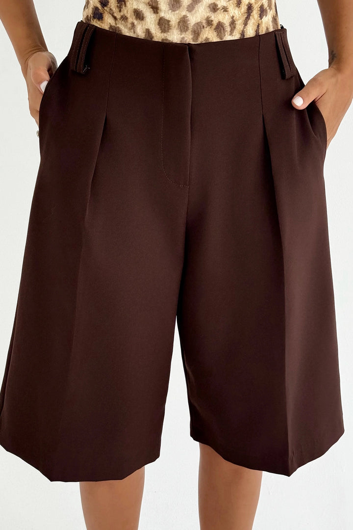EYY Women Brown Basic Mini Shorts - Kempen