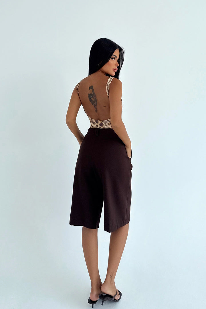 EYY Women Brown Basic Mini Shorts - Kempen