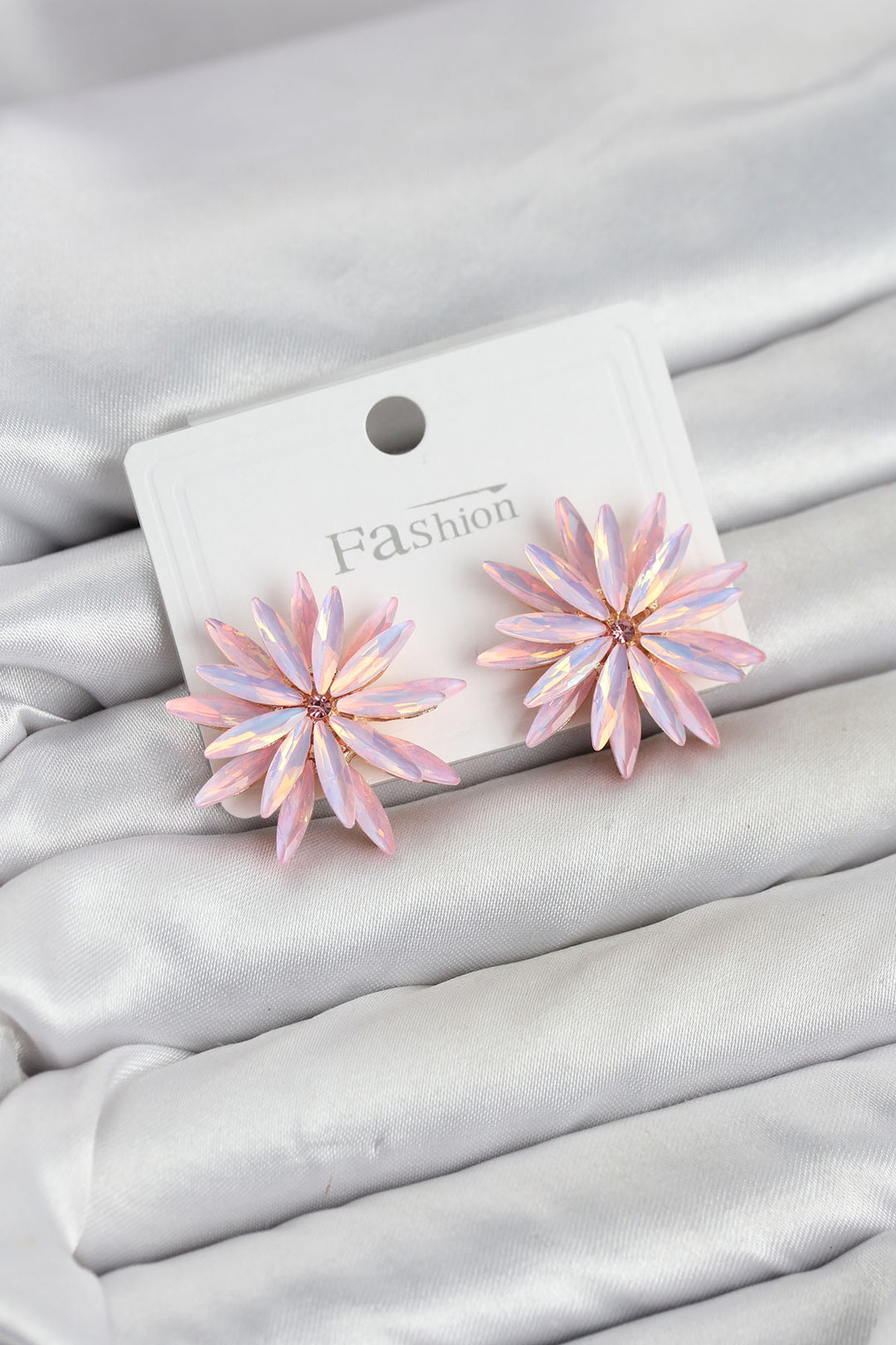 EBJ Lotus Model Pembe Renk Kristal Taşlı Kadın Küpe - Kenner