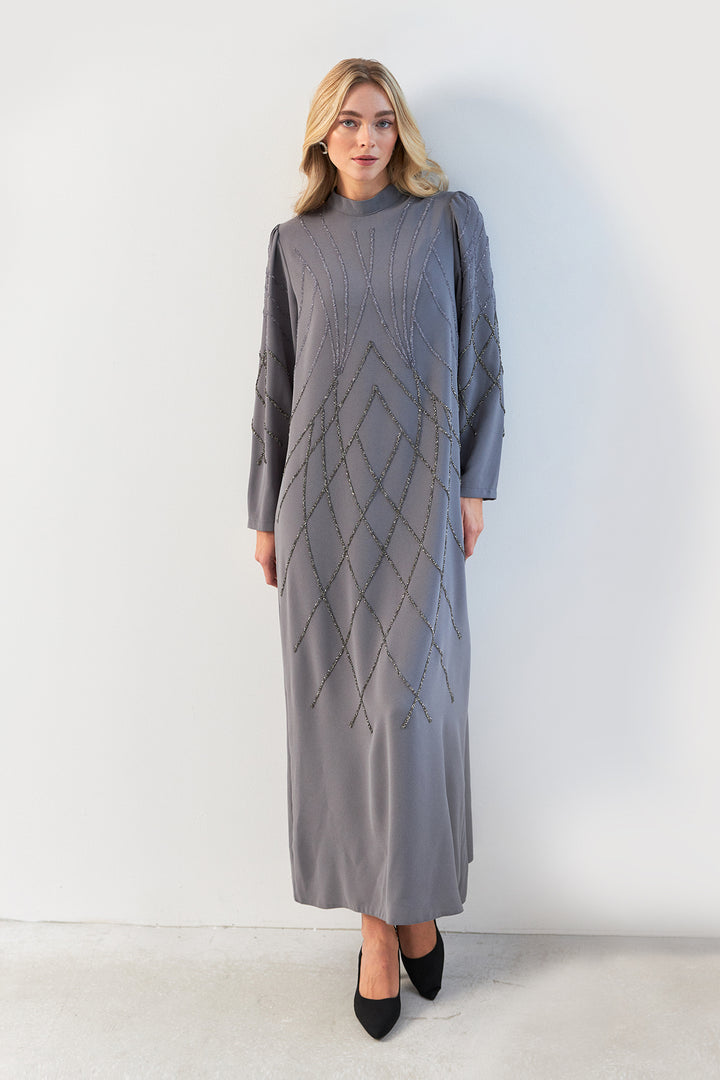 ZRF Women Alora Stone-Embroidered Evening Dress - Gray - Westland
