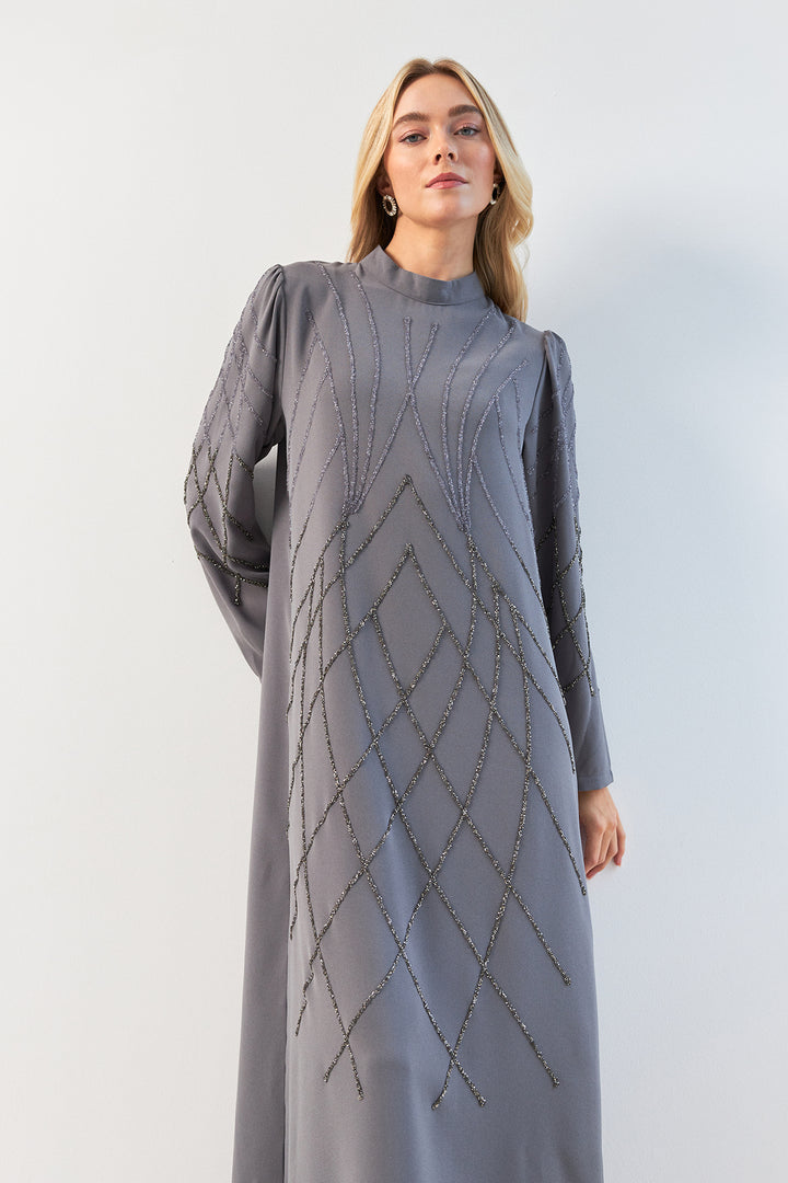ZRF Women Alora Stone-Embroidered Evening Dress - Gray - Westland