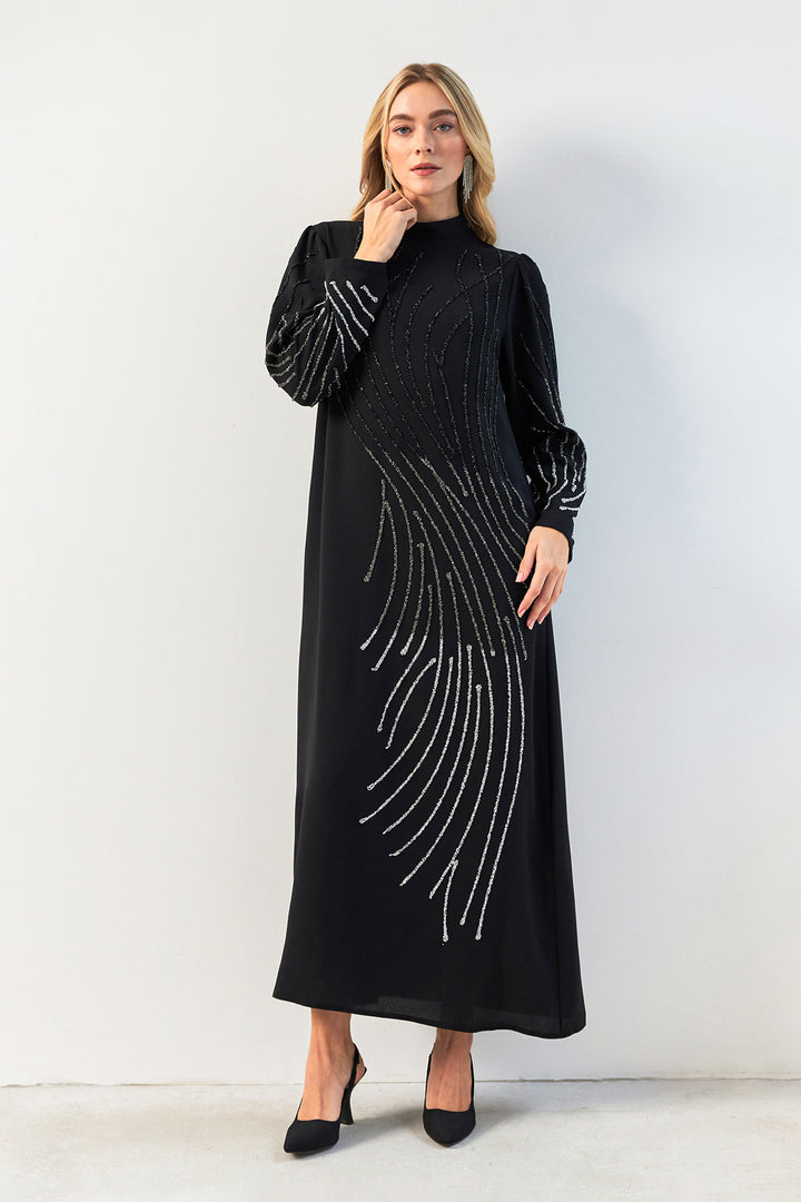 ZRF Women Nara Stone-Embroidered Evening Dress - Black - Cupertino