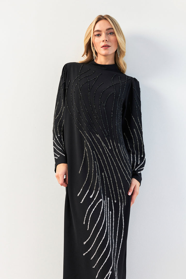 ZRF Women Nara Stone-Embroidered Evening Dress - Black - Cupertino