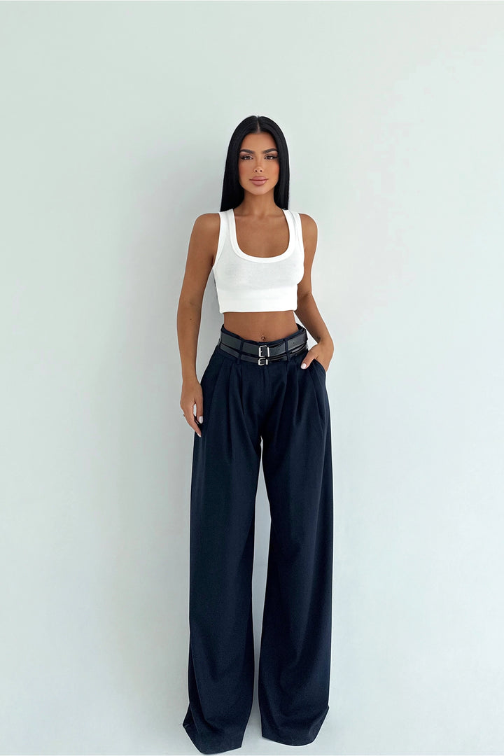 EYY Women Lacivert Kemer Detaylı Pantolon - Exeter