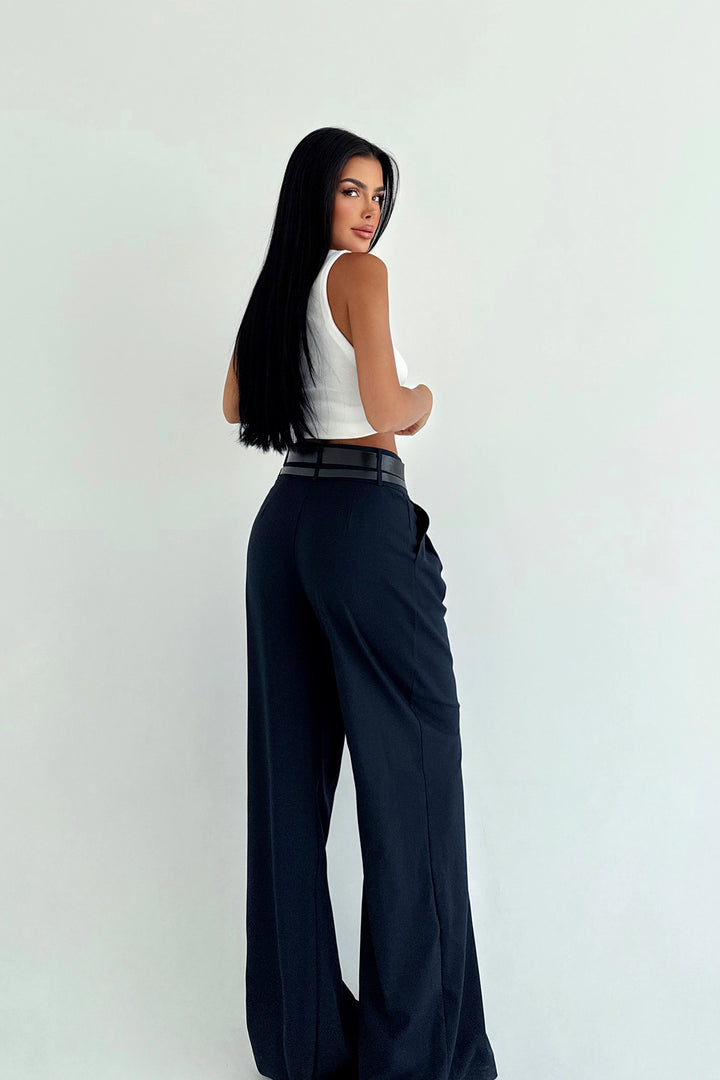 EYY Women Lacivert Kemer Detaylı Pantolon - Exeter