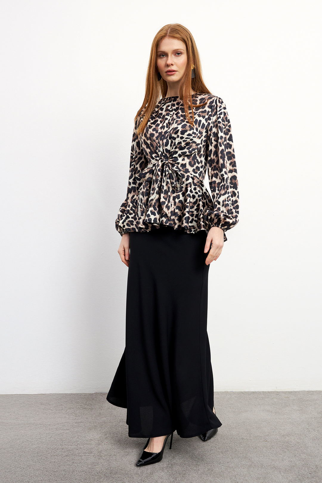 ZRF Women Leopard Print Blouse Skirt Set - Mink - Paderborn