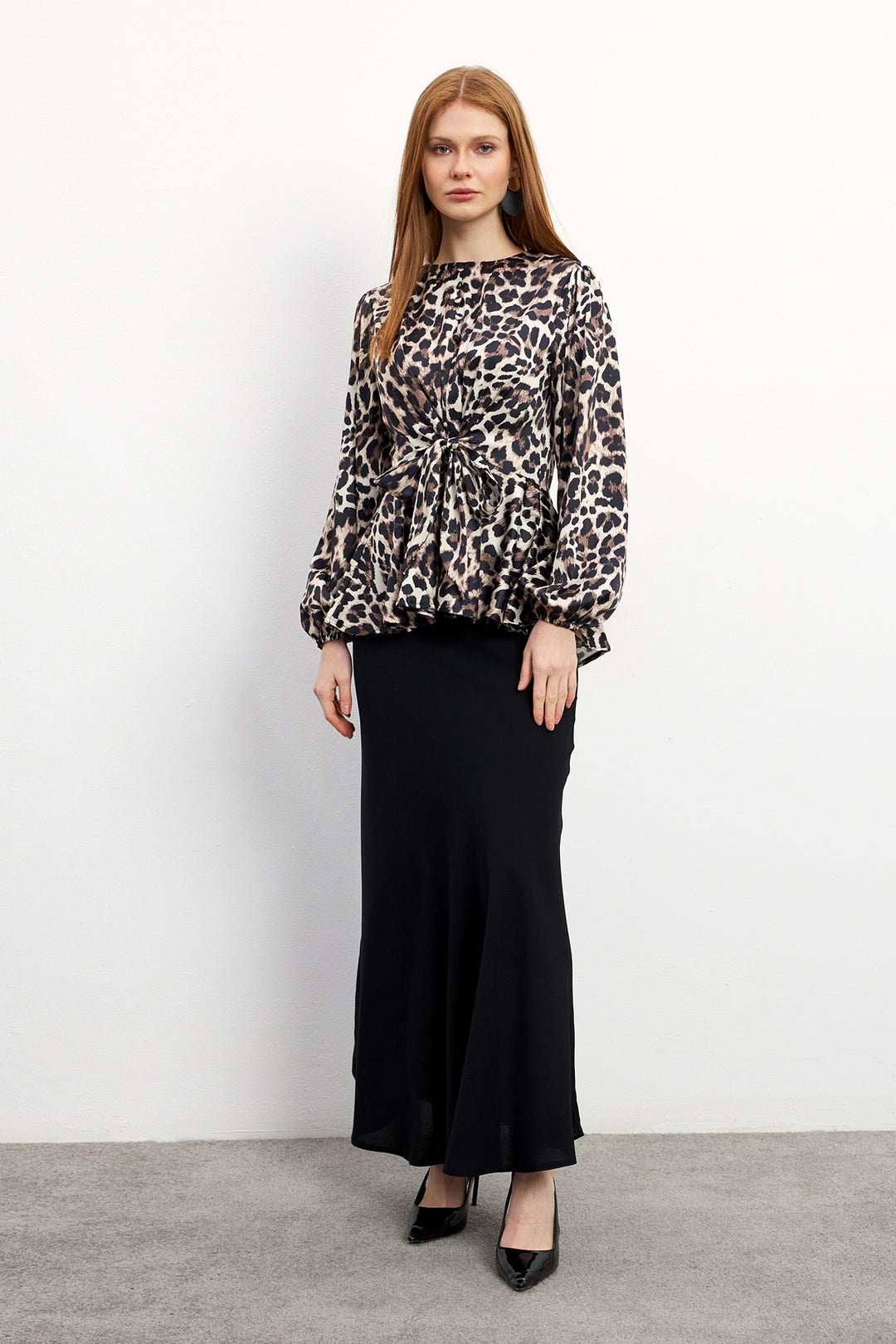ZRF Women Leopard Print Blouse Skirt Set - Mink - Paderborn