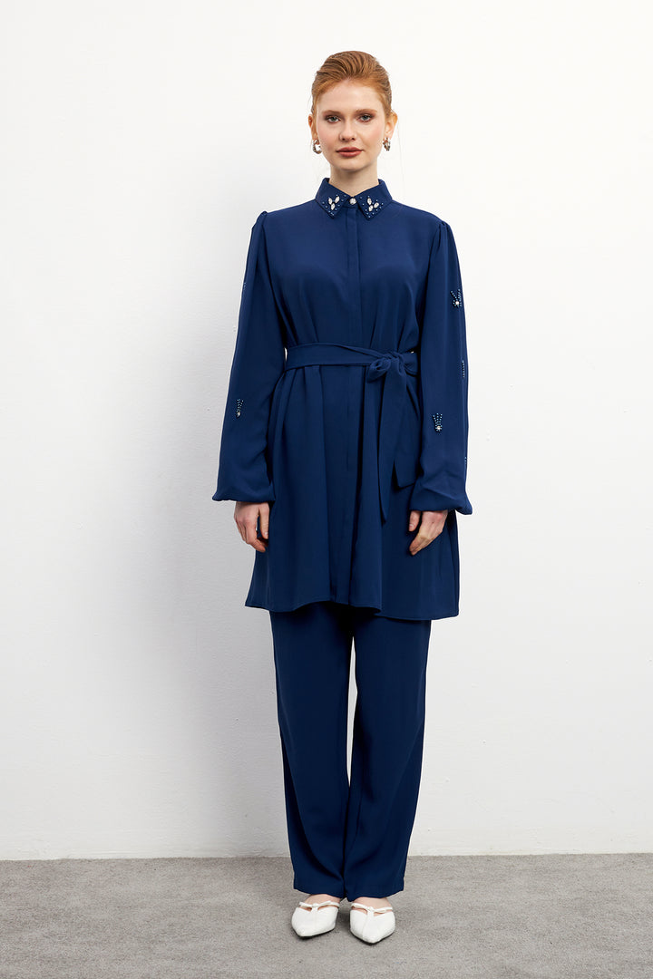 ZRF Women Leora Tunic Pants Set - Indigo - Urmston