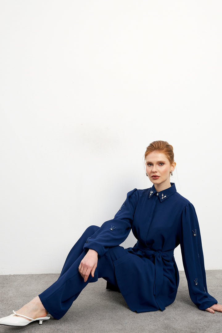 ZRF Women Leora Tunic Pants Set - Indigo - Urmston