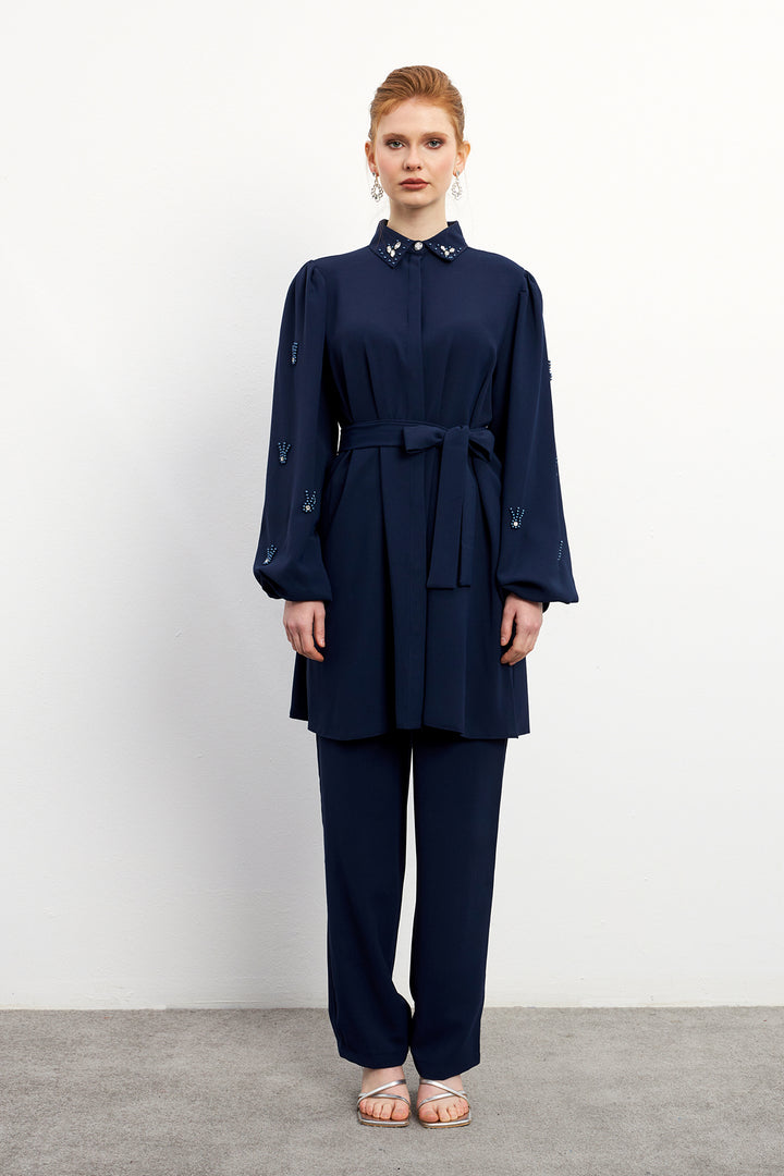 ZRF Women Leora Tunic Pants Set - Navy - Richmond