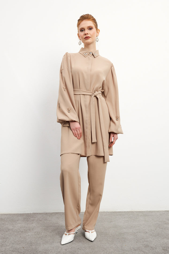 ZRF Women Leora Tunic Pants Set - Beige - Seraing