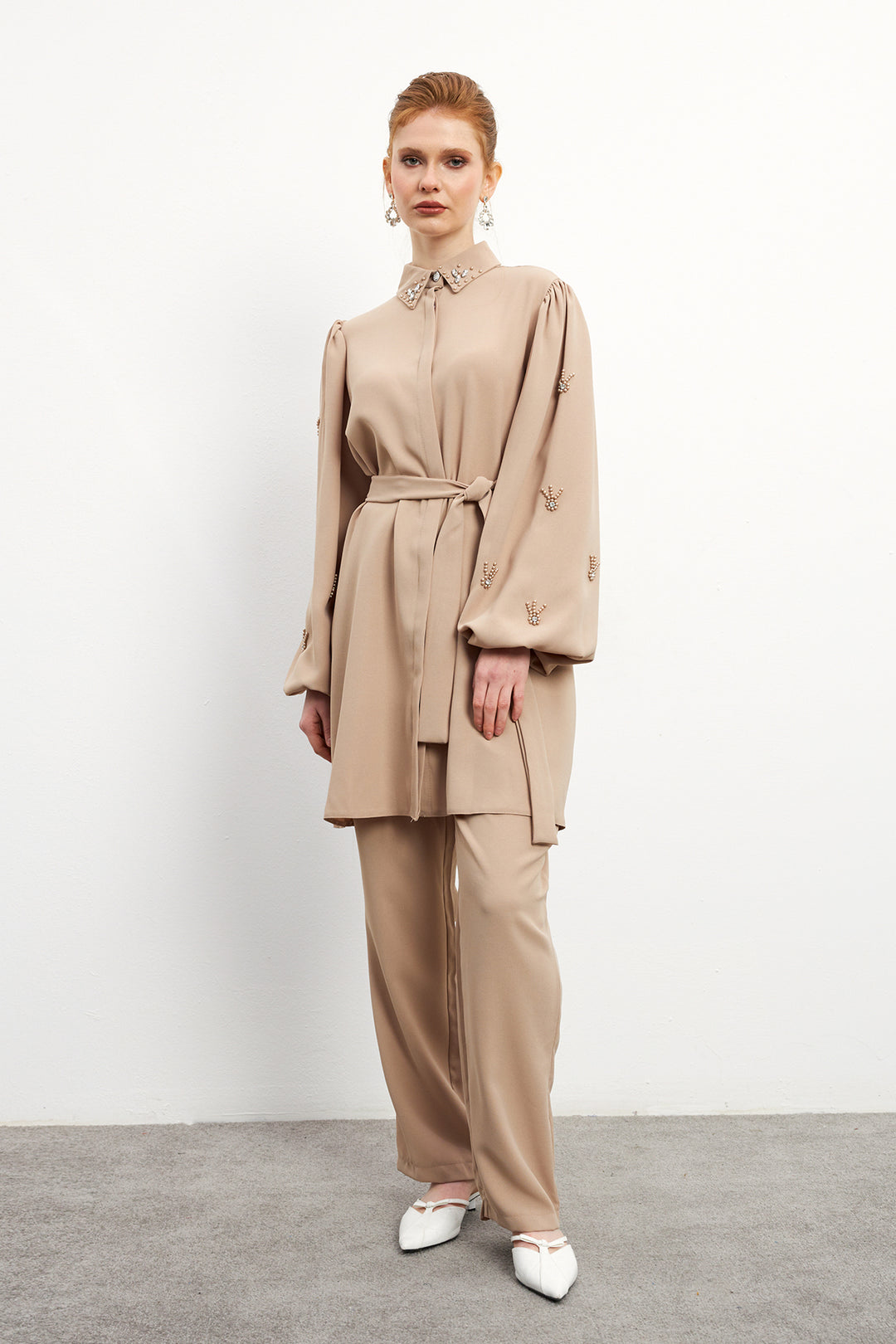 ZRF Women Leora Tunic Pants Set - Beige - Seraing