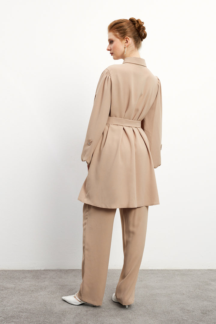 ZRF Women Leora Tunic Pants Set - Beige - Seraing
