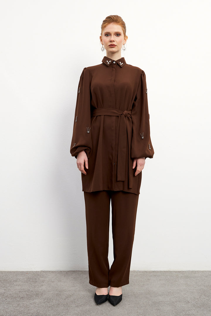 ZRF Women Leora Tunic Pants Set - Brown - Fedosiia