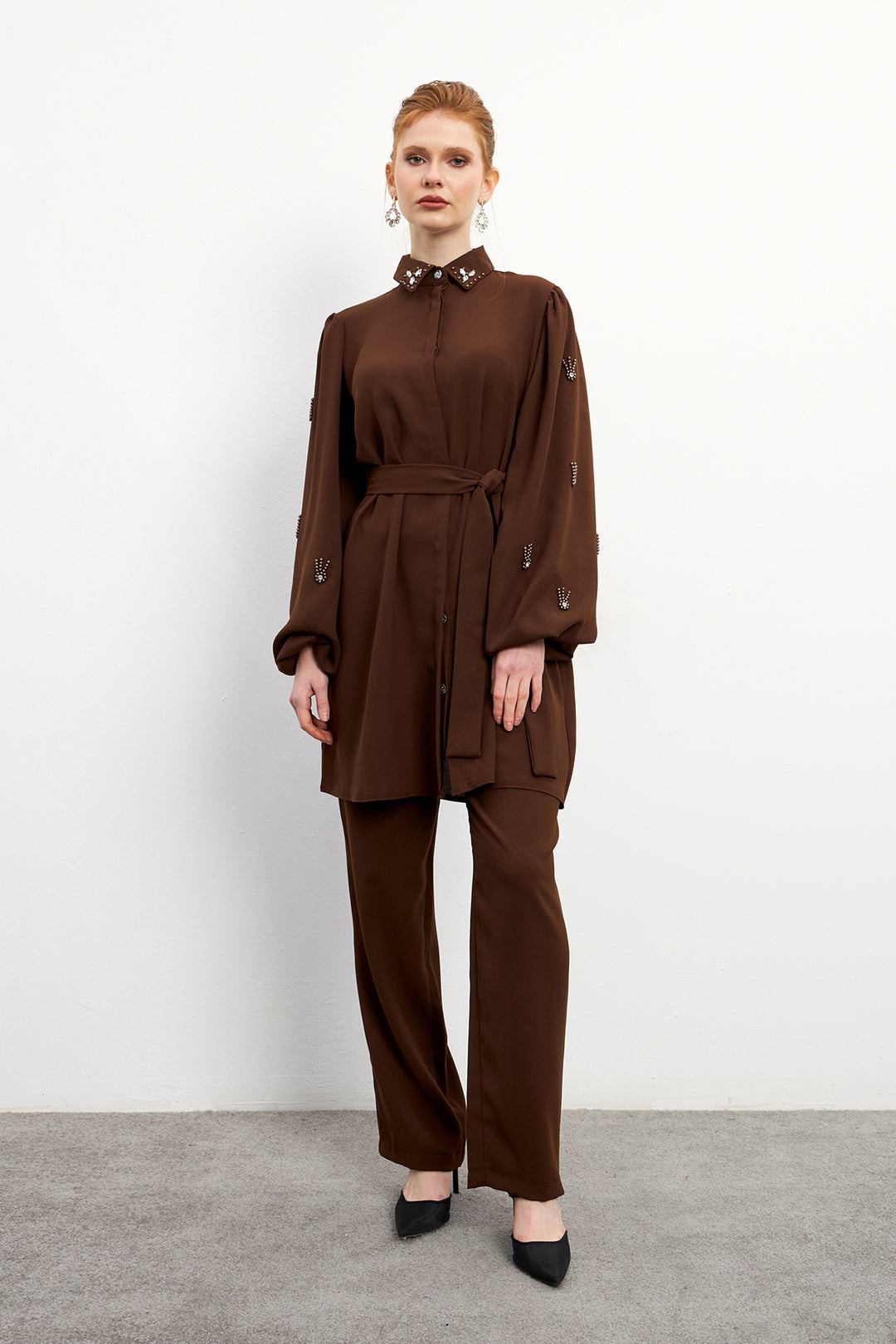 ZRF Women Leora Tunic Pants Set - Brown - Fedosiia