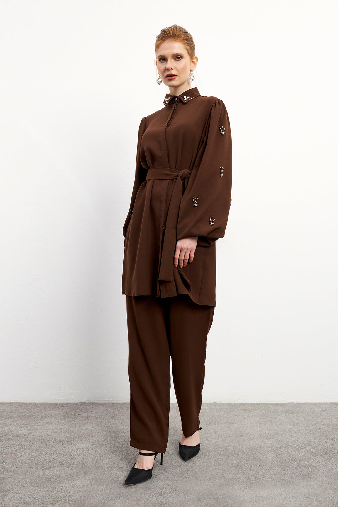 ZRF Women Leora Tunic Pants Set - Brown - Fedosiia