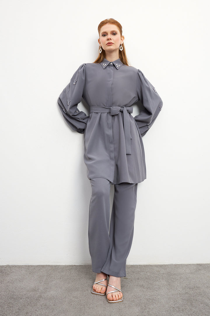 ZRF Women Leora Tunic Pants Set - Gray - Tournai