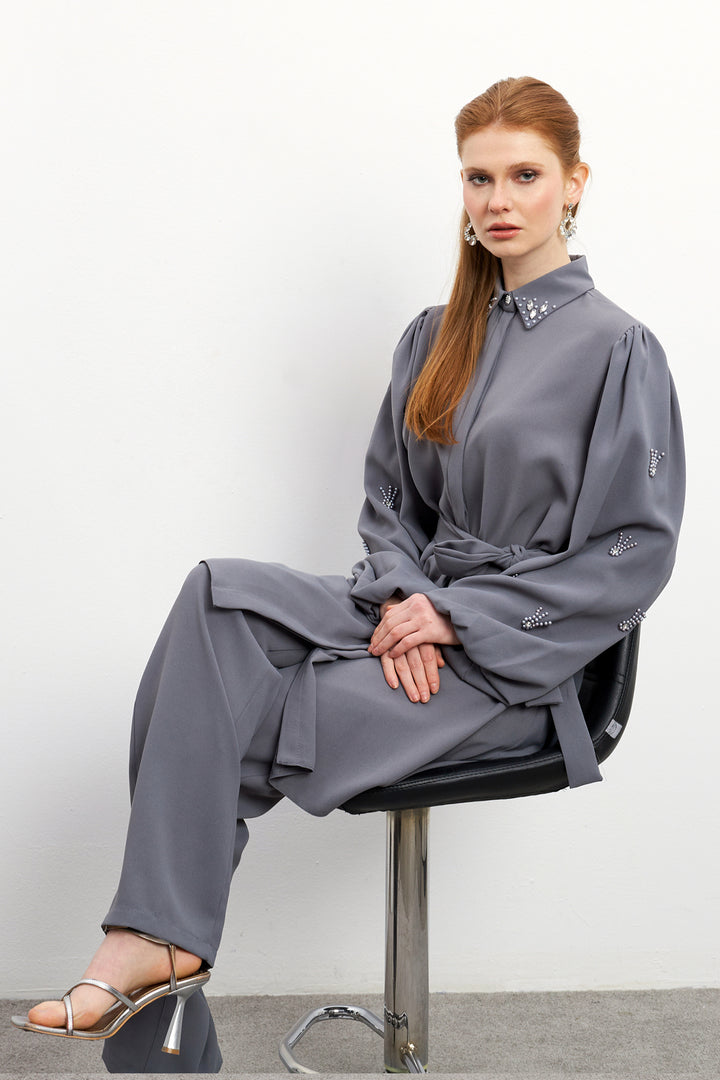 ZRF Women Leora Tunic Pants Set - Gray - Tournai