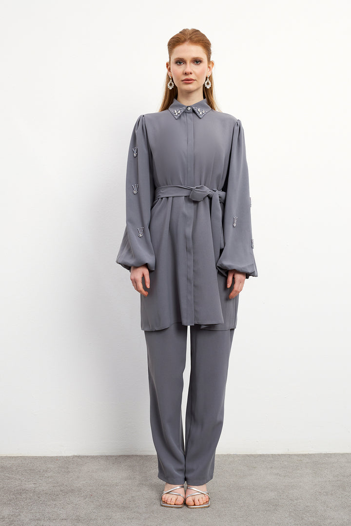 ZRF Women Leora Tunic Pants Set - Gray - Tournai