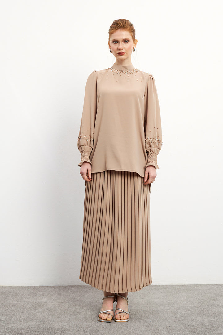 ZRF Women Valeria Skirt and Blouse Set - Beige - Granollers