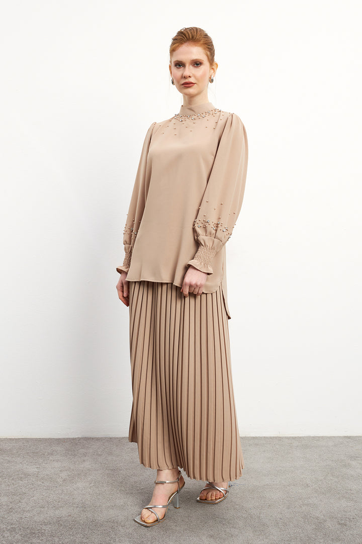 ZRF Women Valeria Skirt and Blouse Set - Beige - Granollers