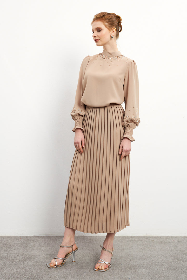 ZRF Women Valeria Skirt and Blouse Set - Beige - Granollers