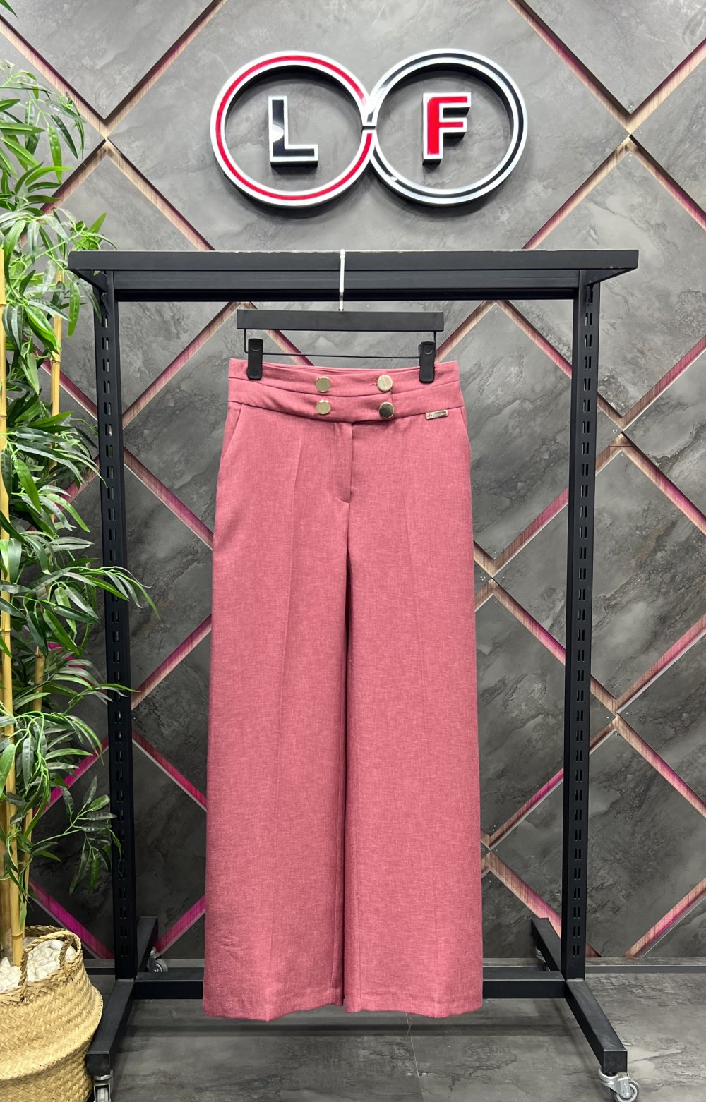 NDL Women 4-Button Wide Leg Pants Rose Pink - Casalnuovo di Napoli