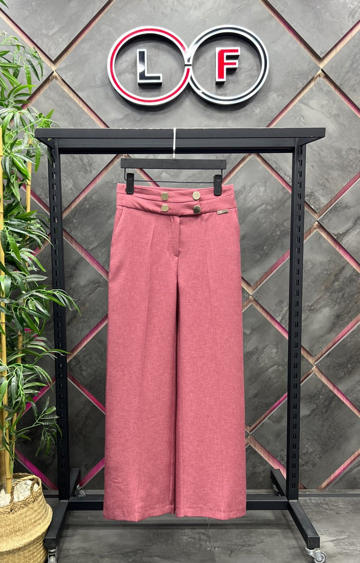 NDL Women 4-Button Wide Leg Pants Rose Pink - Casalnuovo di Napoli