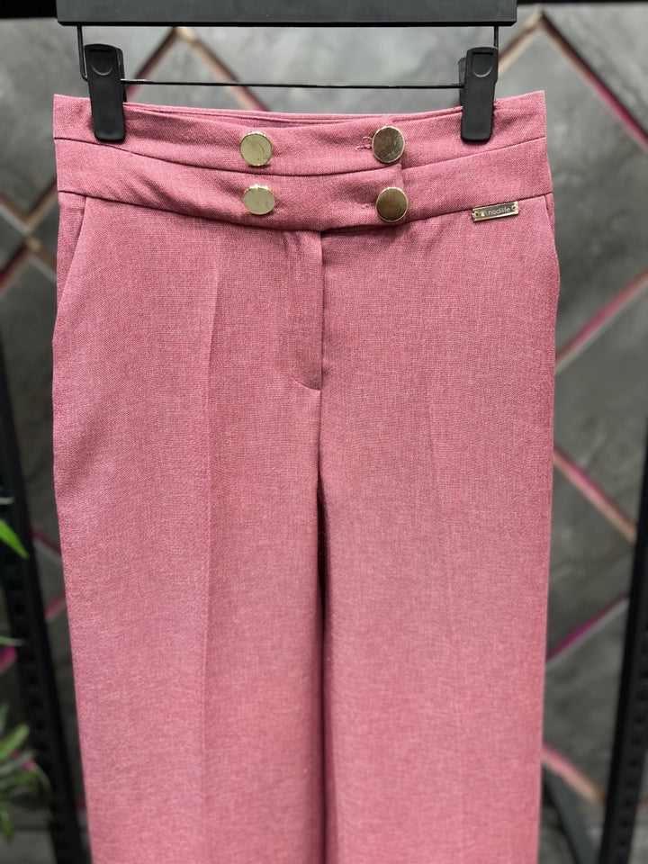 NDL Women 4-Button Wide Leg Pants Rose Pink - Casalnuovo di Napoli