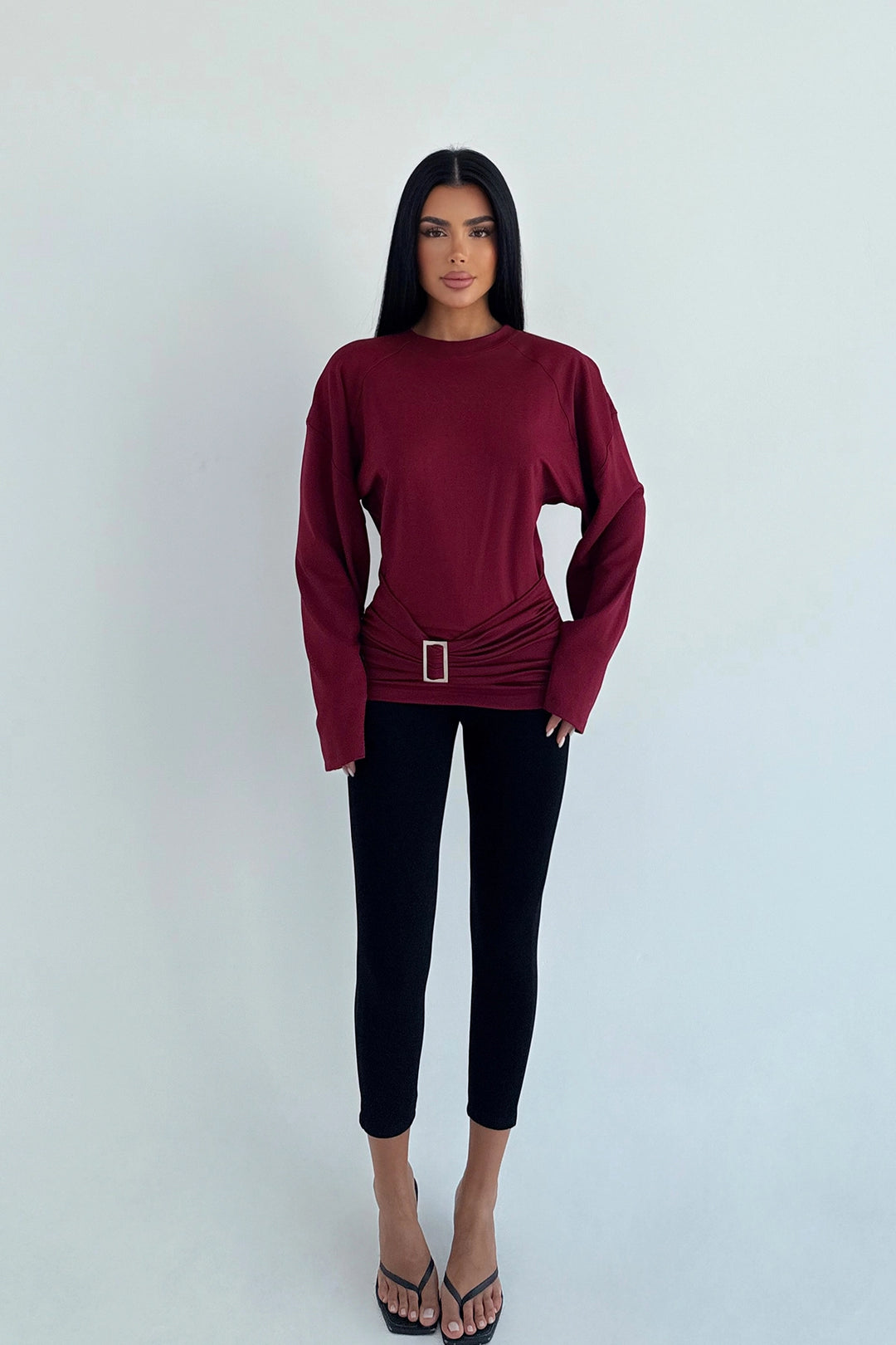 EYY Women Burgundy Pia Long Sleeve Blouse - Voluntari